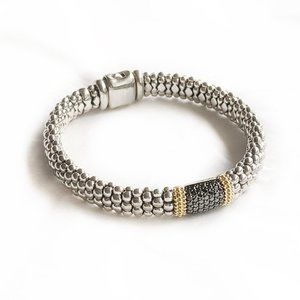 LAGOS 18K Gold & SS Black Diamond Bracelet